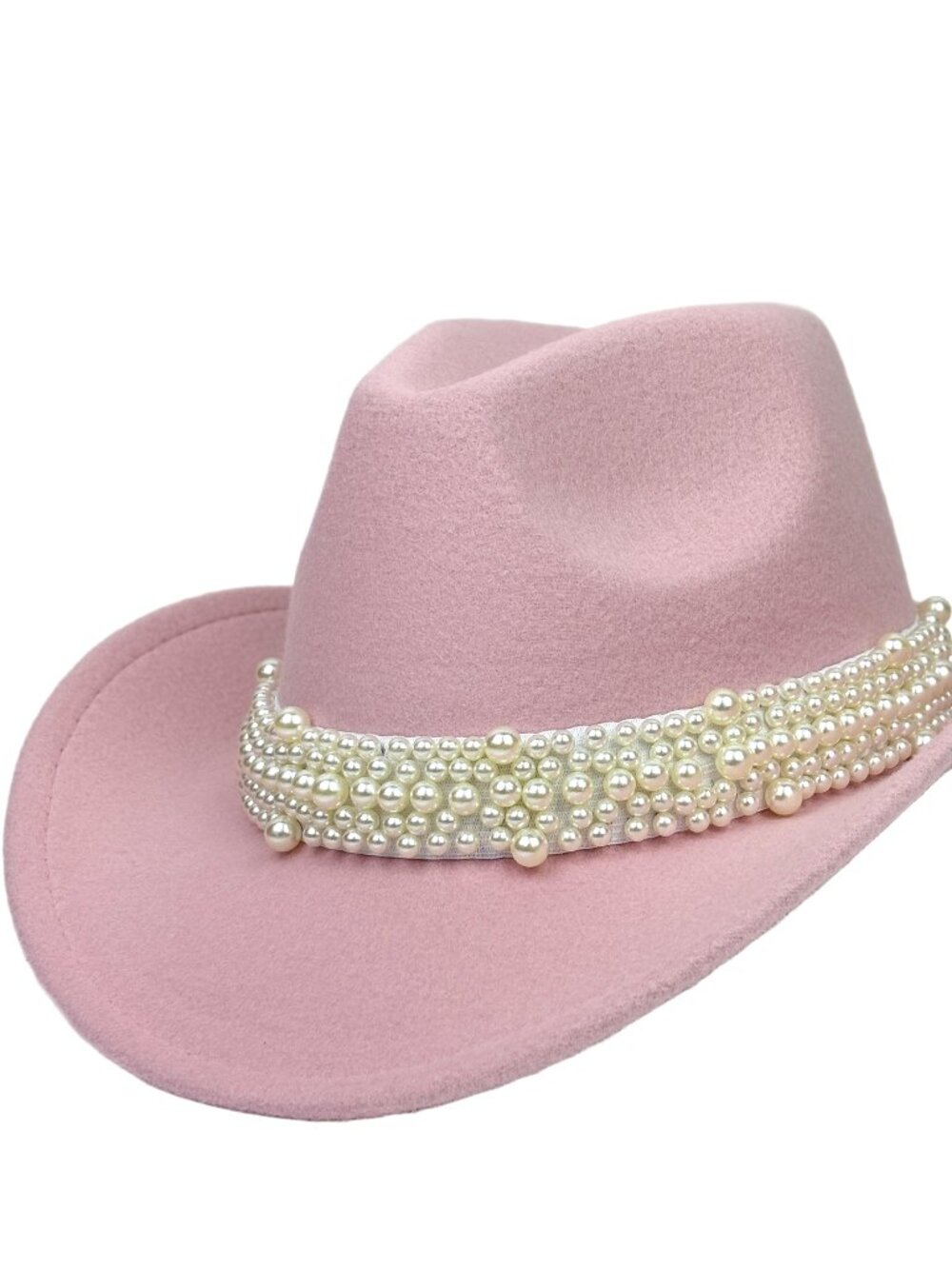 Light Pink Pearl Beaded Cowboy Hat Western Cowgirl Rodeo Ranch Country Fashion